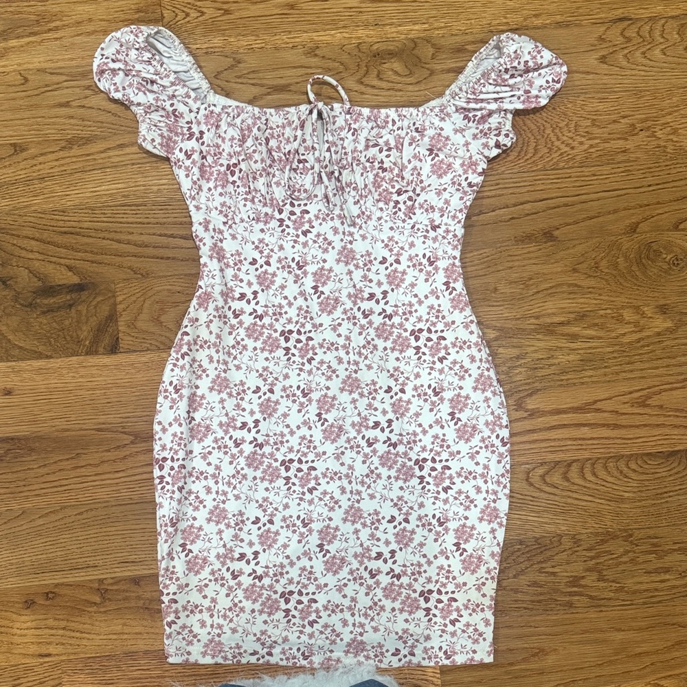 Windsor Burgundy and White Off-Shoulder Dress
